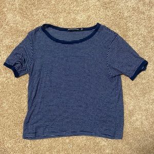 Brandy Melville Navy Blue and White Striped Top